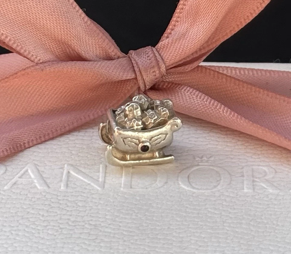 Original Pandora Charm „Schlitten“ Weihnachten 925 Silber #790562GA