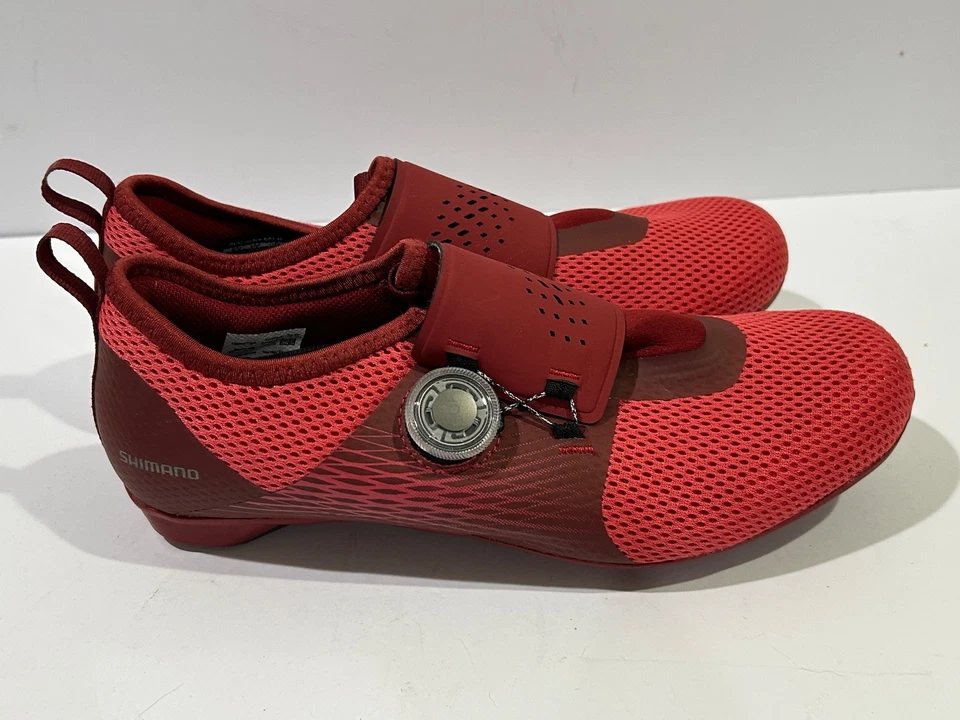 Zapatos de Ciclismo Shimano para Mujer EE. UU. 7.8 Rojo SHIC500W Interior Spin BOA Cordones SPD Clip Foto 3 de 4