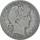 1911-S Barber Half Dollar Average Circ 90% Silver *0002