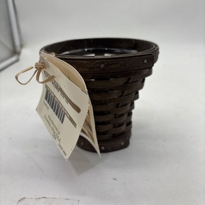 Longaberger 4" Flower Pot Booking Basket Rich Brown w Protector READ