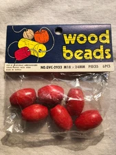 New Pack 6 Red Barrel Shape Wood Macrame Beads 24 mm (1 inch) length