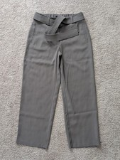 Quince Stretch Crepe Paperbag Pants Overcast Gray Belted Size 8 (Fits 30x27) NWT