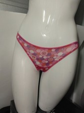 PINK Pink Sheer Mesh Polka Dot Thong/Panties XS/S Vintage Y2K Victoria's Secret