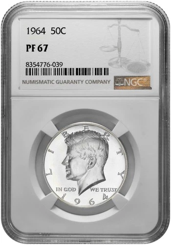 1964 50c Silver Proof Kennedy Half Dollar NGC Graded PF 67 with New Holder