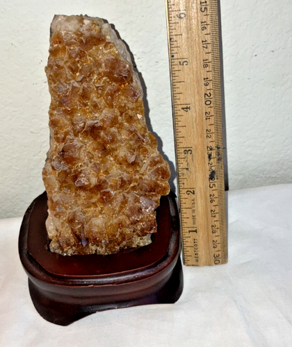 Natural Beautiful White Quartz and Citrine Crystal Clusters Mounted on Wood Base - Picture 18 of 21