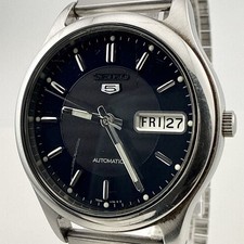 SEIKO 5 7S26-0080 Automatic Day-Date Black Dial Vintage Mens Watch Japan