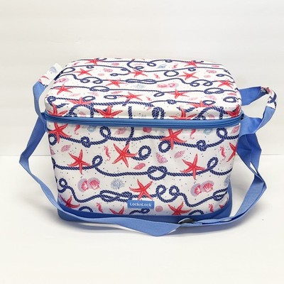 LocknLock Flat Top Insulated Cooler Bag Lunch Bag K313530 Blue Coastal Beach
