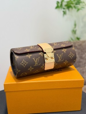 Auth Louis Vuitton Monogram Jewelry Roll Case Watch Trunk Box S-Lock Luxury