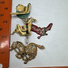 Lunch At The Ritz Cowboy Boot & Horses  1 PEICE, DAMAGED! READ!