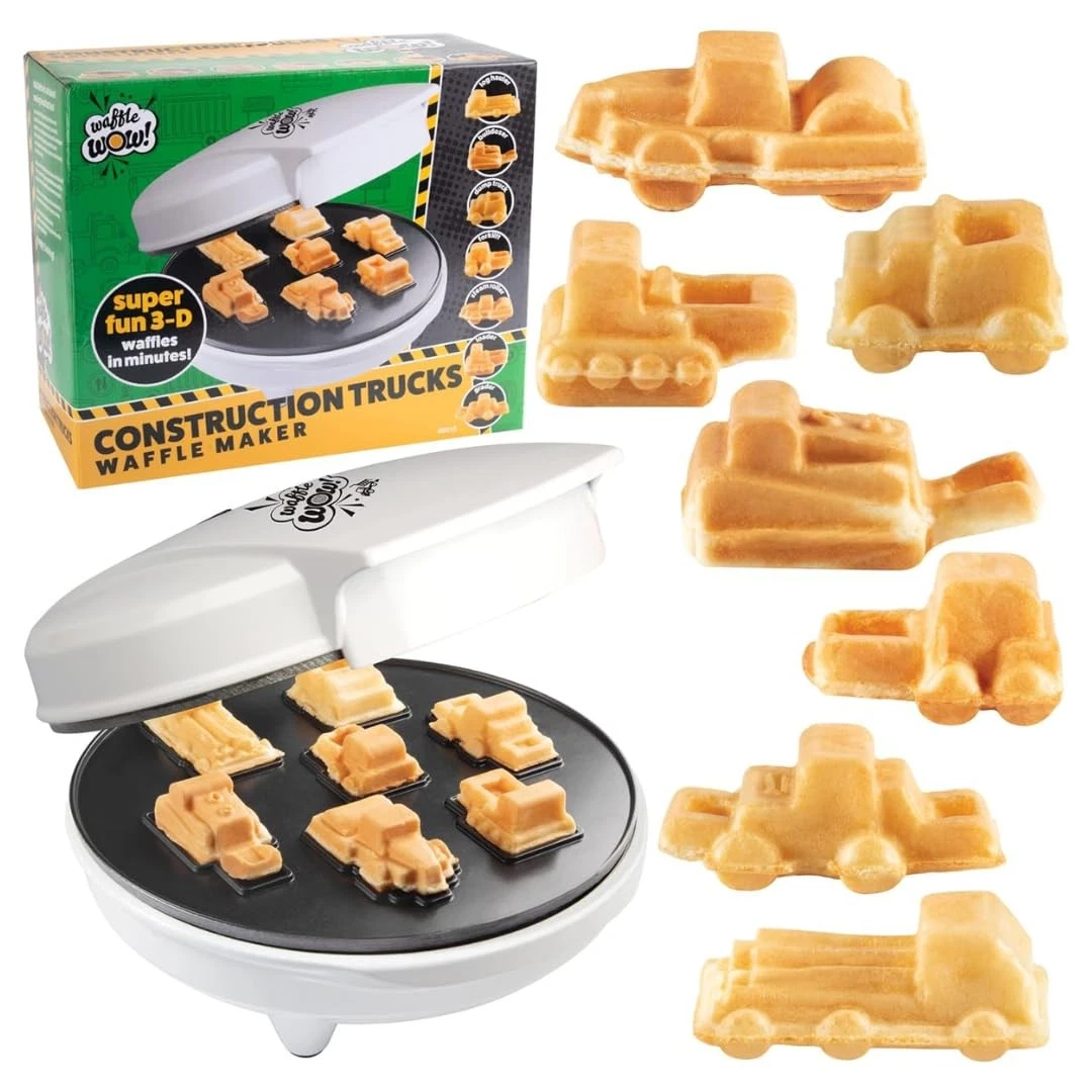 Construction Trucks Mini Waffle Maker- Make 7 Different 3D Vehicle Shaped Pan...