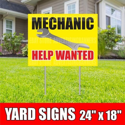 MECHANIC HELP WANTED Yard Sign with H-Stakes Repair Service Now Hiring Job Open