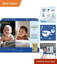 Skin-Friendly Luxury Size 3 Diapers - Hypoallergenic  Fragrance-Free 6 Count 