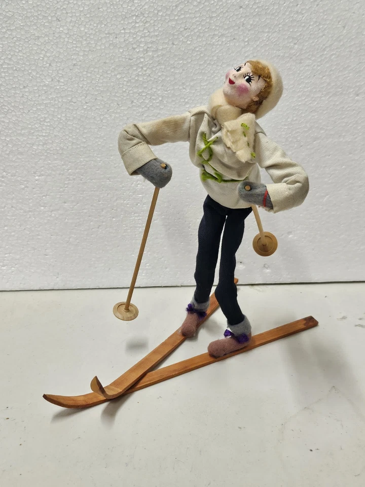 1950s Roldan Klumpe Doll Lady Skier Made In Spain  Wood Skies & Poles  8 in. - Image 4 of 4