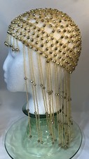 Tocado con Cuentas Doradas Cuentas de Vidrio Boho, Danza del Vientre, Cleopatra, Estilo Gatsby Pequeño