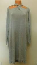 A97 Michael Kors Silver Twist-neck Metallic Sweaterdress XXL