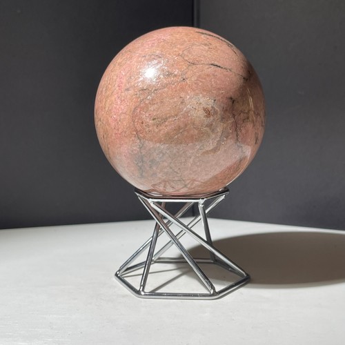 693g Natural Rosestone Quartz Sphere Crystal Ball Decor Reiki Healing