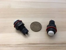 2 Pieces White latching 10mm hole Self-locking Push Button Switch ON/OFF C31