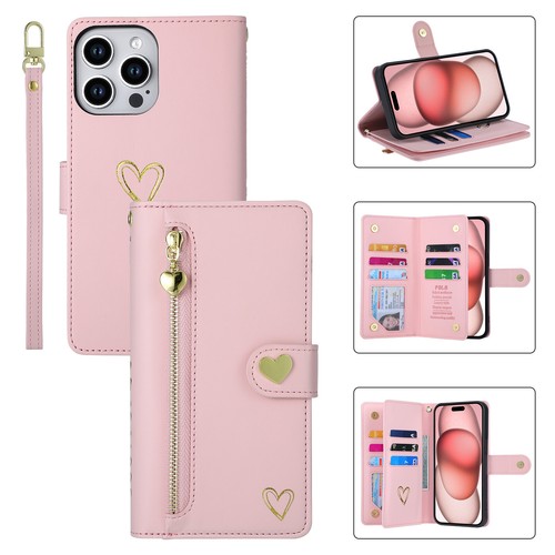 For iPhone 16 15 Pro Max 14 13 12 11 WOMEN Leather Card Wallet Flip Case + Strap - Picture 47 of 78