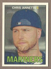 CHRIS IANNETTA 2016 Topps Heritage REVERSE/FLIP STOCK #222 Mariners Glossy Back