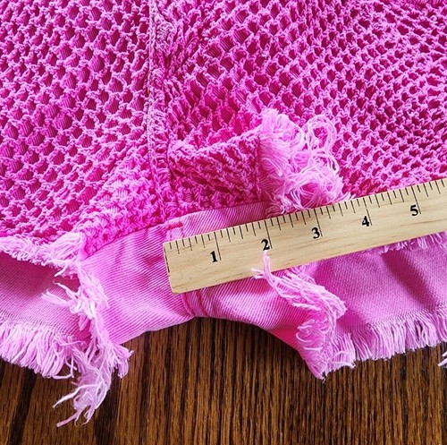 Billabong Hot Pink Crochet Knit Overlay Jean Shorts Size 7 Low Rise Raw Hem - 第 7/7 張圖片