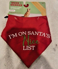 More  Merrier CHRISTMAS Dog Naughty/Nice Bandana Reversible S/M NWT