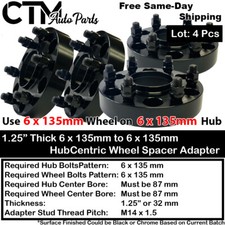4x 1.25" Grueso 6x135 87mm Diámetro HubCentric Espaciador de Rueda F150 Expedition Navigator