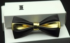 Two Colour Options Mens PVC Faux Leather Luxury Formal Wedding Party Bow Tie