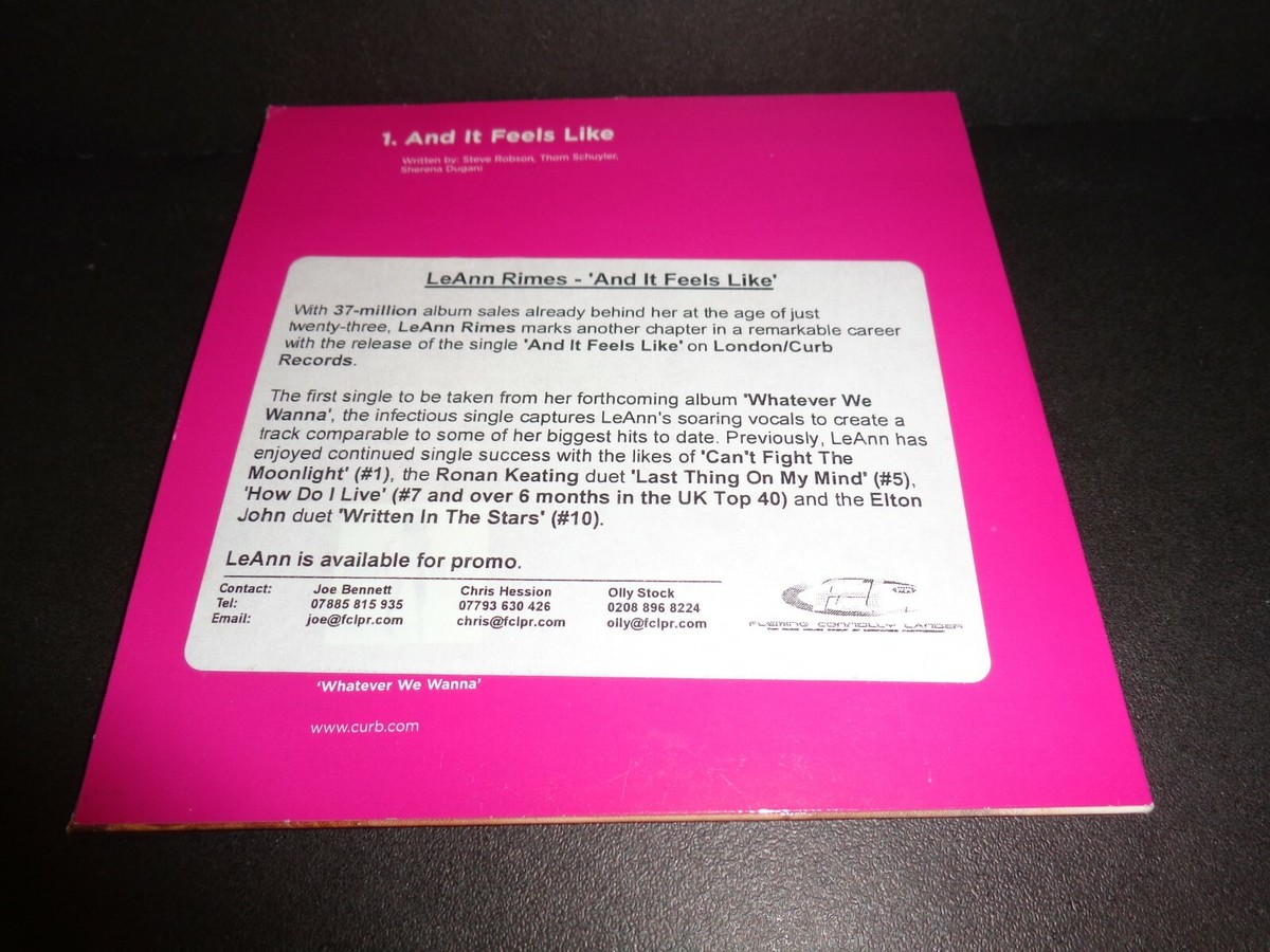 AND IT FEELS LIKE by LEANN RIMES-Rare Collectible PROMOTIONAL CD