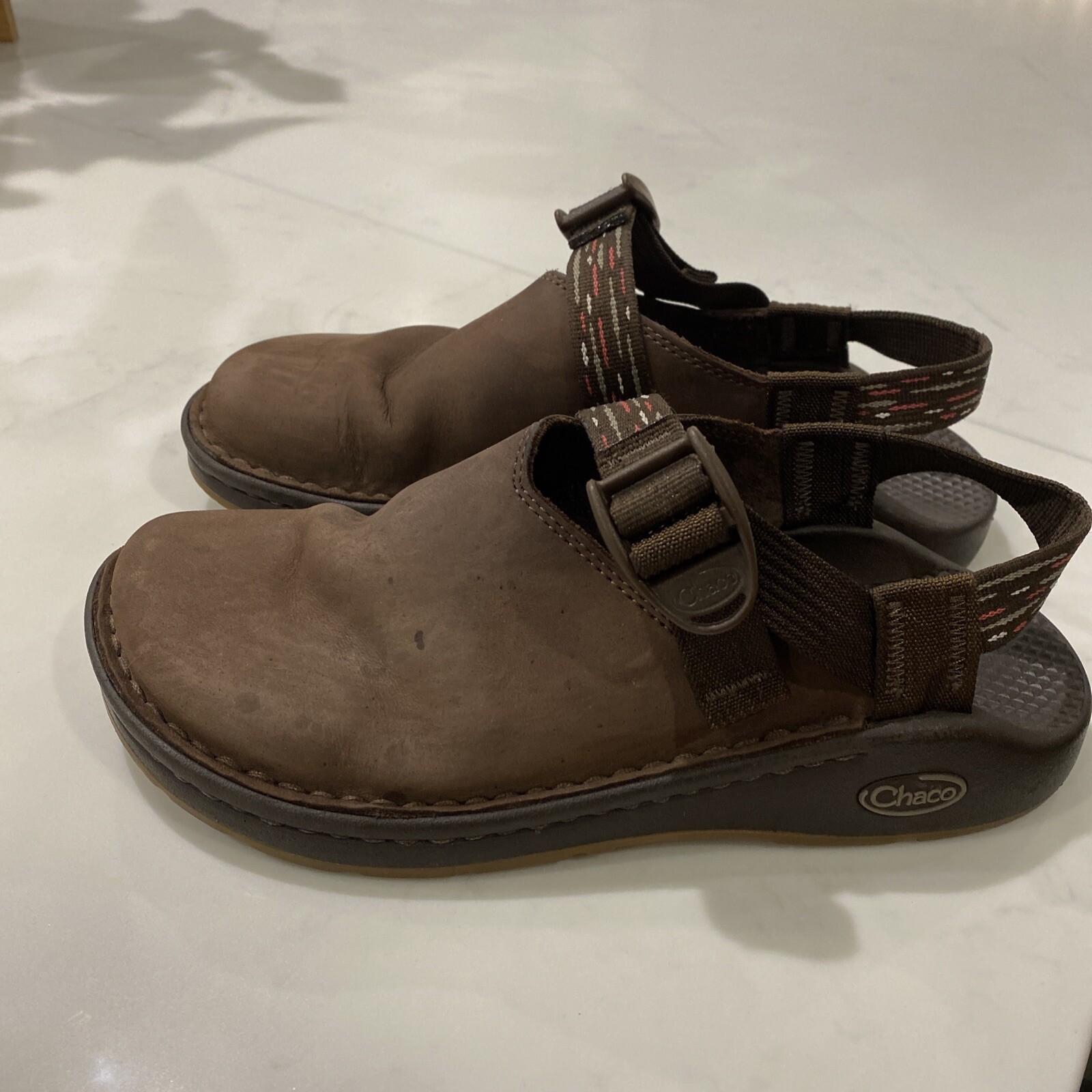 Chaco 6.5 Women's Toecoop Clog Brown Leather Vibram Sole Comfort Shoe Mule  | eBay