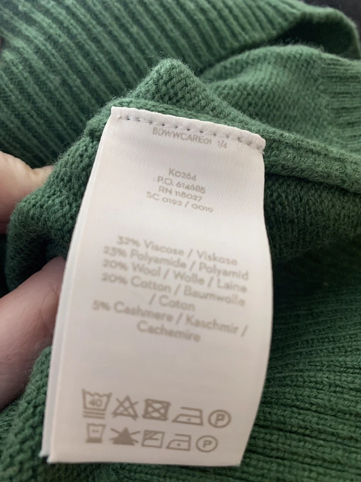 Suéter de cuello alto para mujer talla mediana verde azul marino ribete cuello acanalado Foto 3 de 3