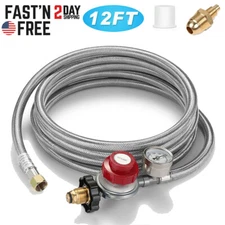 12 ft High Pressure Adjustable Propane Gas Regulator with Braided Hose Indicator