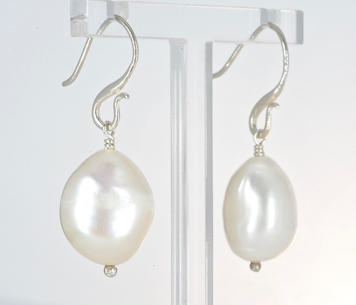 Dower and Hall PE23-S-WHITE Luna White Colour Pearl Drop Earrings