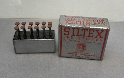 Vintage Siltex Red Grinding Polishing Stones Bits Set Finishing Chrome Portland