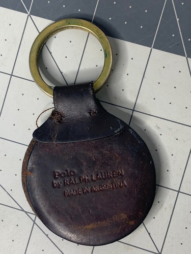 Vintage Polo Ralph Lauren Brown Saddle Leather Pony Key Chain Key Ring Fob (H3) - Picture 4 of 8