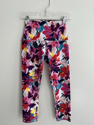 $58 RBX Leggings Peached Tech Flex Compression Sculpt & Lift Crop Floral Size S