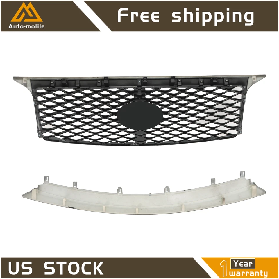 Plastic Gloss Black For 2015-2017 Infiniti QX80 Upper Grille + Lower Bumper Trim - Изображение 4 из 4