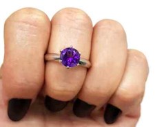 Natural Amethyst Gemstone 925 Sterling Silver Solitaire Ring