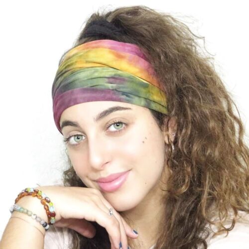 Cotton Tie Dye Headwrap Elastic Sports Sweatband Yoga Headband  Running - Picture 1 of 29