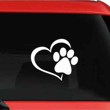 Heart w/Paw Decal/Sticker for Car, Window, Door, Laptop, Wall, ETC-SILVER Read 