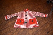 J6- Vintage Gear Children's Red White Striped Rain Coat Size 5