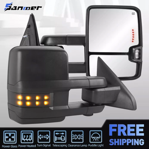 Pair Tow Mirrors For 2009-2018 Dodge Ram LED Signal Running Light Power Heated