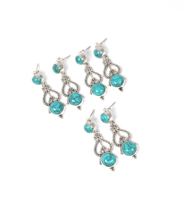 Wholesale 925 3PR Solid Sterling Silver Turquoise Stud Earring Lot o968