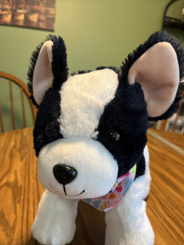Hug Me Soft Dog With Hearts Bandana Black & White Puppy Plush Walgreens