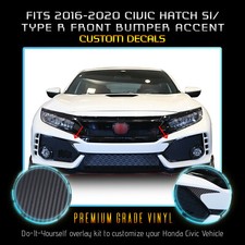 For 2017-2020 Civic Hatch Si Type R Front Bumper Fang Decals Matte Carbon Fiber