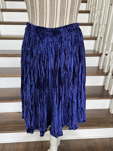 Gonna Coldwater Creek arricciata donna pull on vita elastica blu - Foto 10 di 11