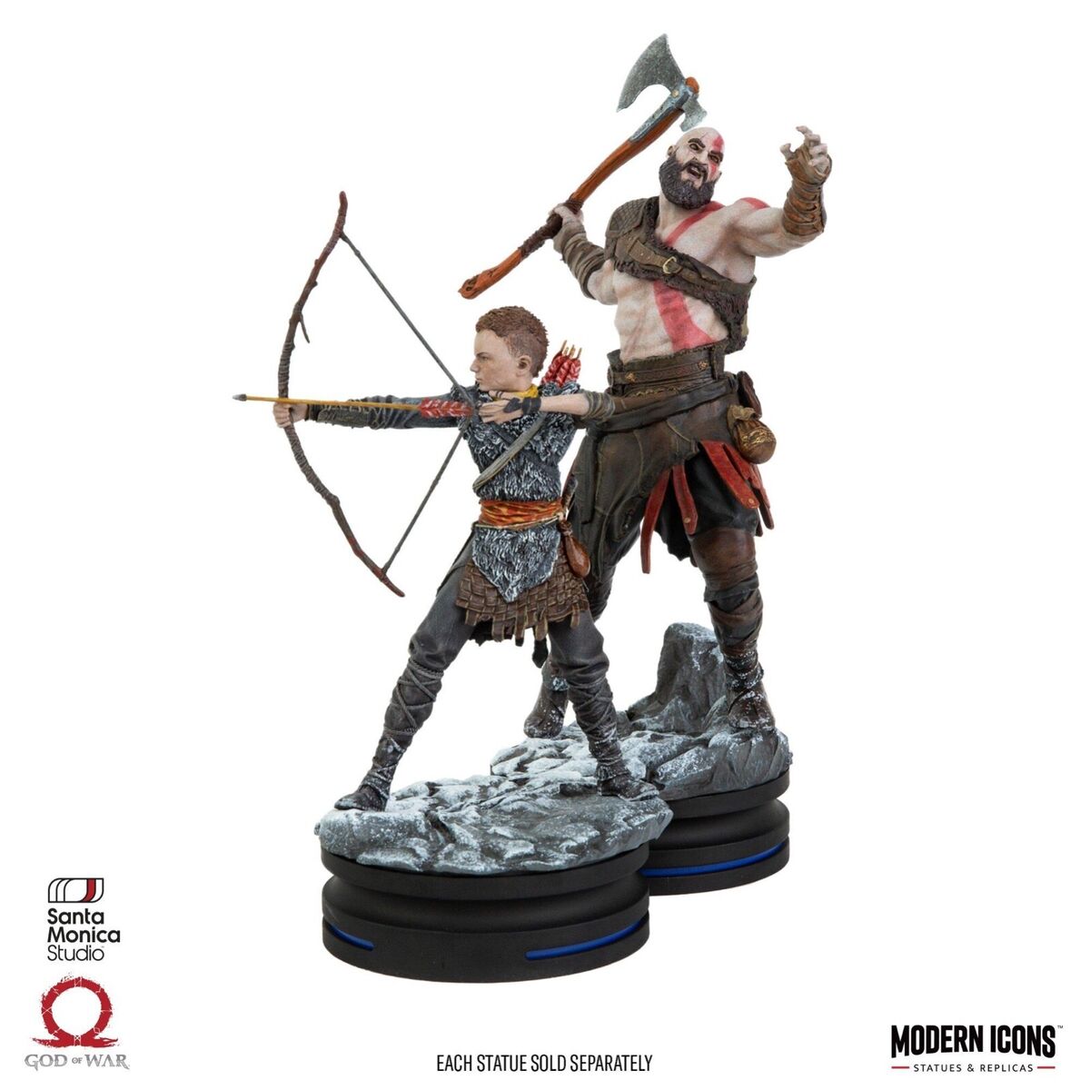 God of War Ragnarok Kratos + Atreus Statue Figure Set Official Sony Modern  Icons