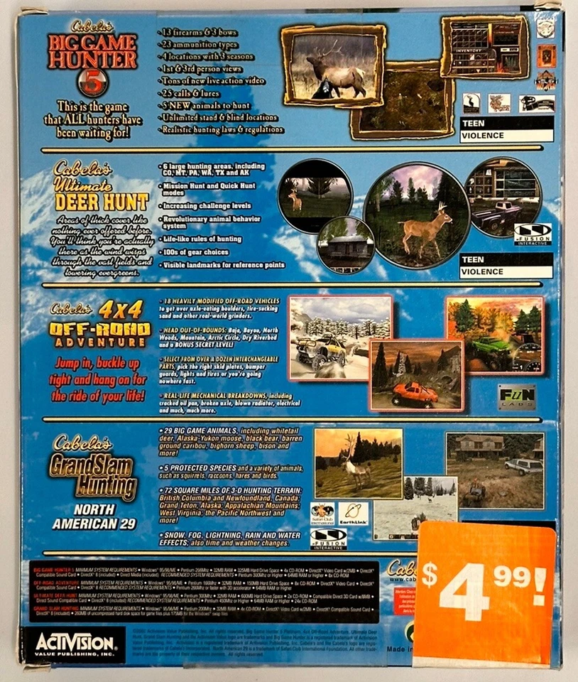 Cabelas Outdoor 4 Pack PC Games Big Box - Image 2 of 3