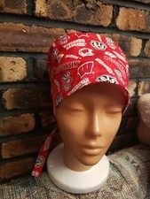 UNIVERSITY OF WISCONSIN BADGERS.   Handmade SURGICAL SCRUB CAPS