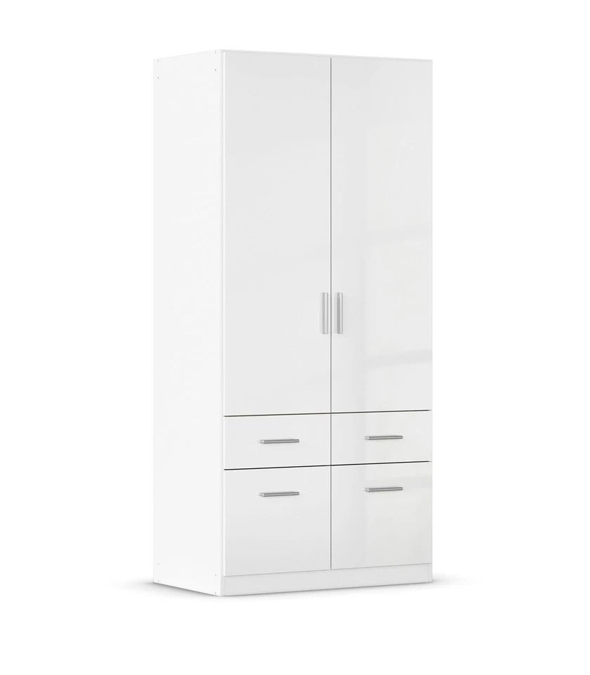 Kleiderschrank Drehtürenschrank Schlafzimmerschrank Weiß Hochglanz 2-türig