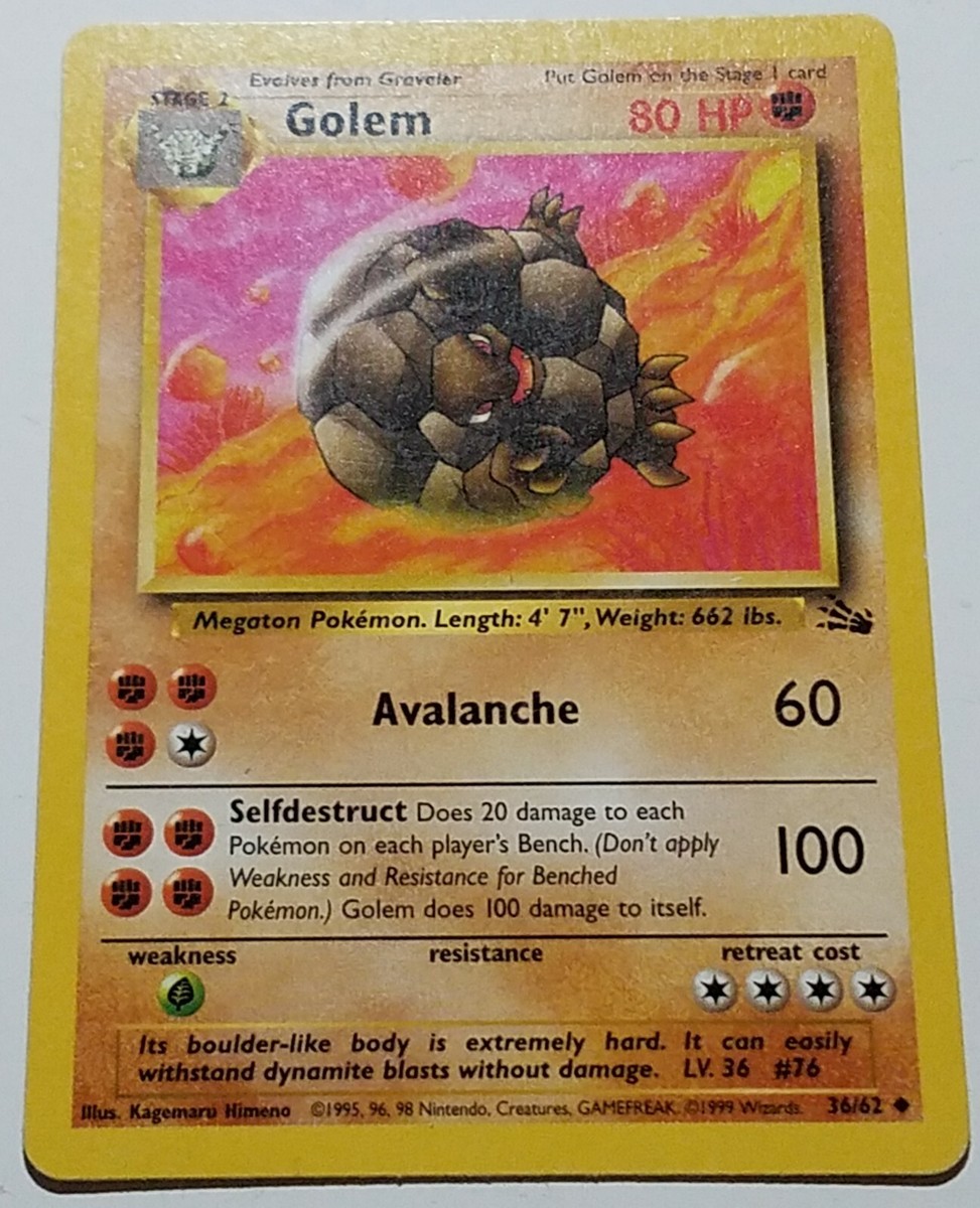 Golem 36/62 - LP - Fossil Pokemon Card - $2 Combined Shipping | eBay